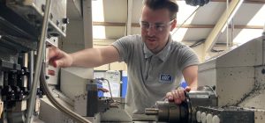 Jacob Benton of Key Precision working on one of the ventilator parts